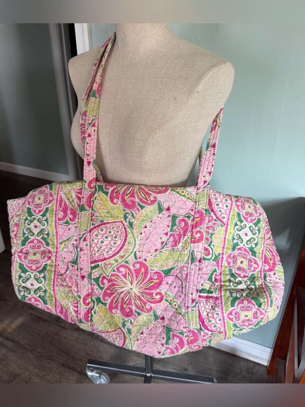 Vera Bradley Large Weekender Duffel Bag Pinwheel Pink Paisley Retired Print